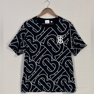 Burberry TB Monogram Tee Black White Logo Shirt Italy Size M Rare